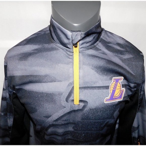Net-Dri Los Angeles Lakers NBA  Mens S Black Gray 1/4 Zip PullOver Shirt Top - Picture 2 of 12
